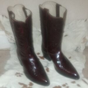 ACME Glossy Dark Brown Heeled Boots